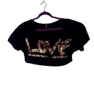 Miss Royal T Black Crop Top  Size M